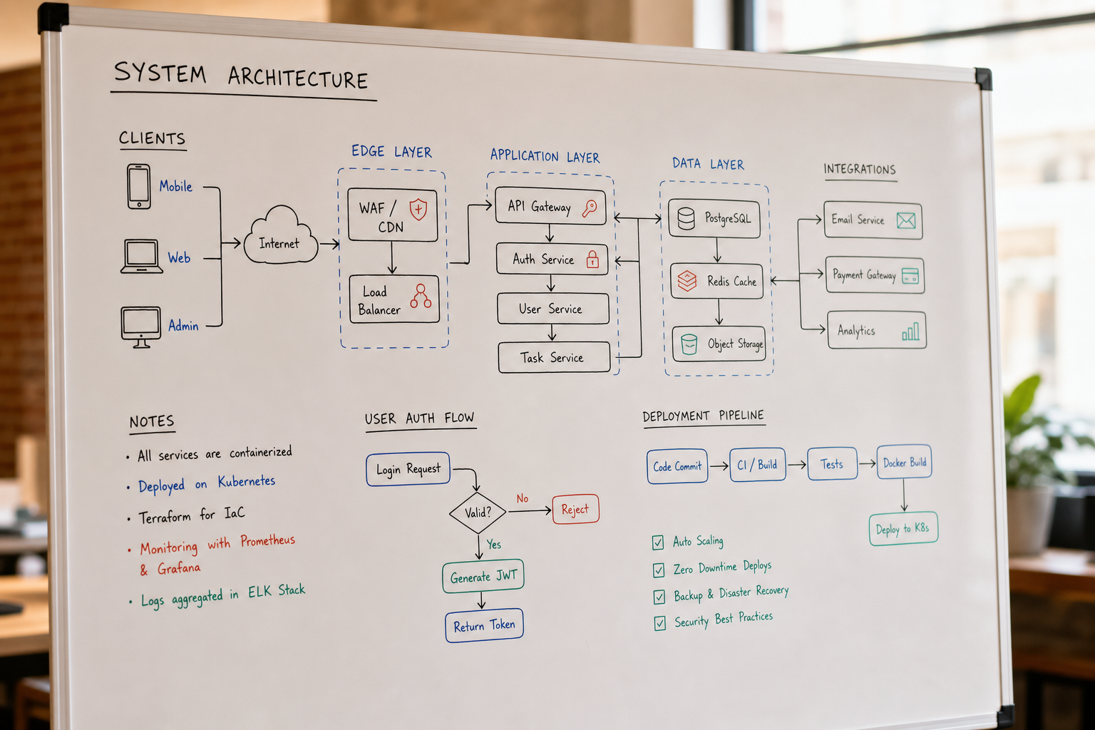 System architecture whiteboard diagram